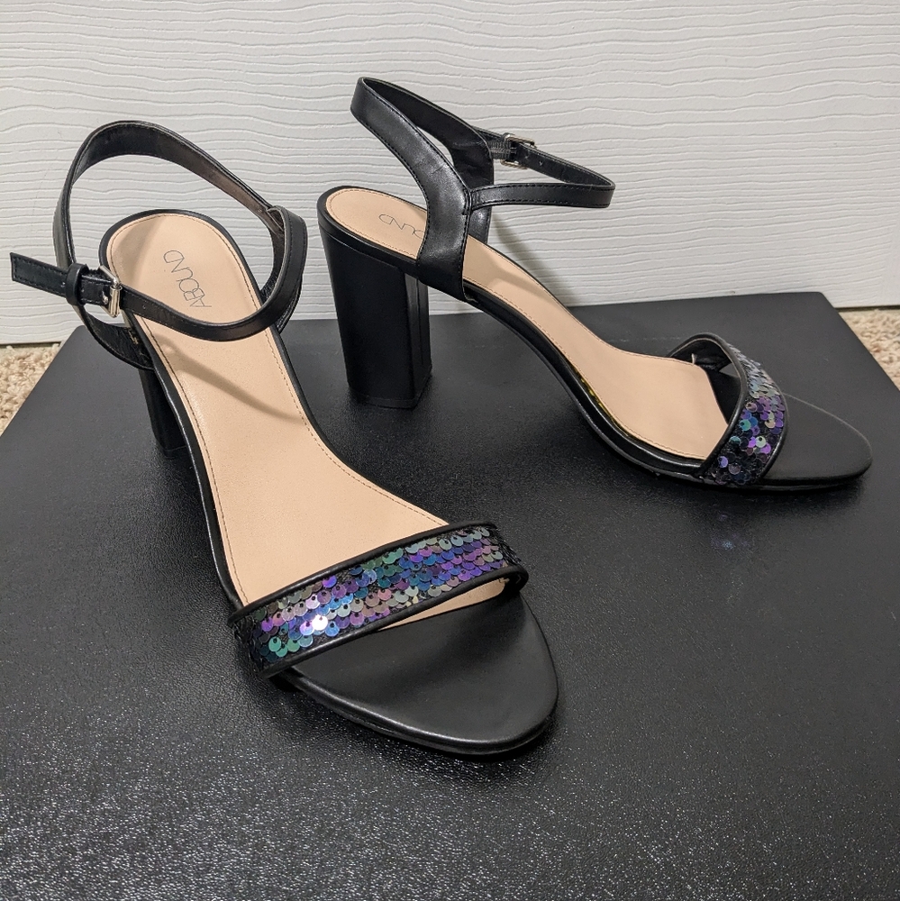 Abound, Sequin Strappy Heels, Women's Size 12, Black